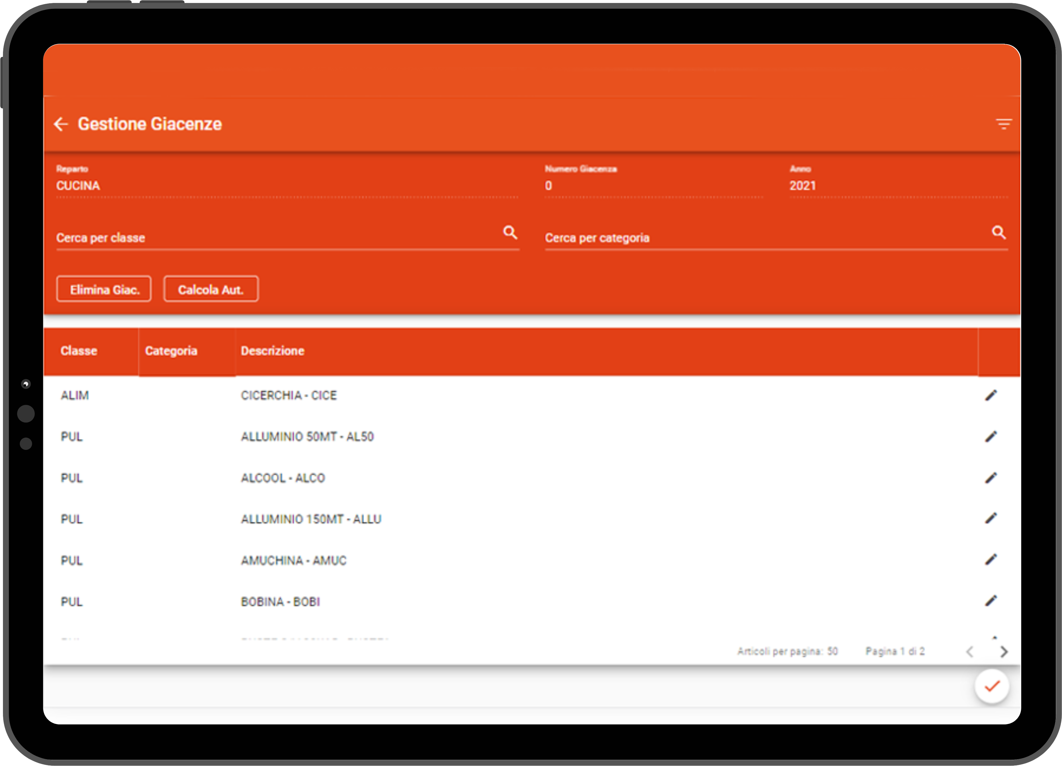 registrazione giacenze da tablet