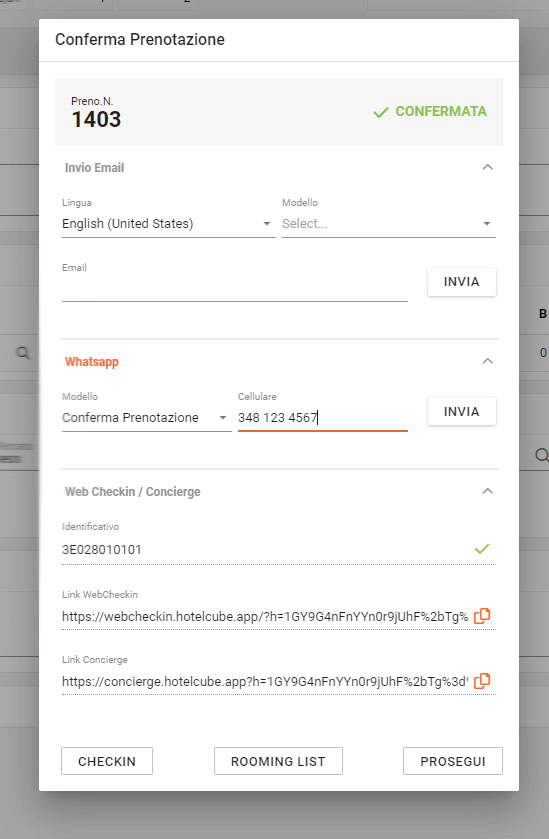conferma prenotazione via whatsapp